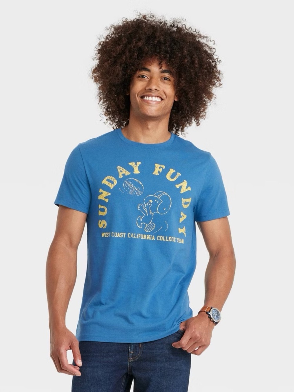 Goodfellow & Co Sunday Funday Snoopy Graphic Tee Blue Size Large